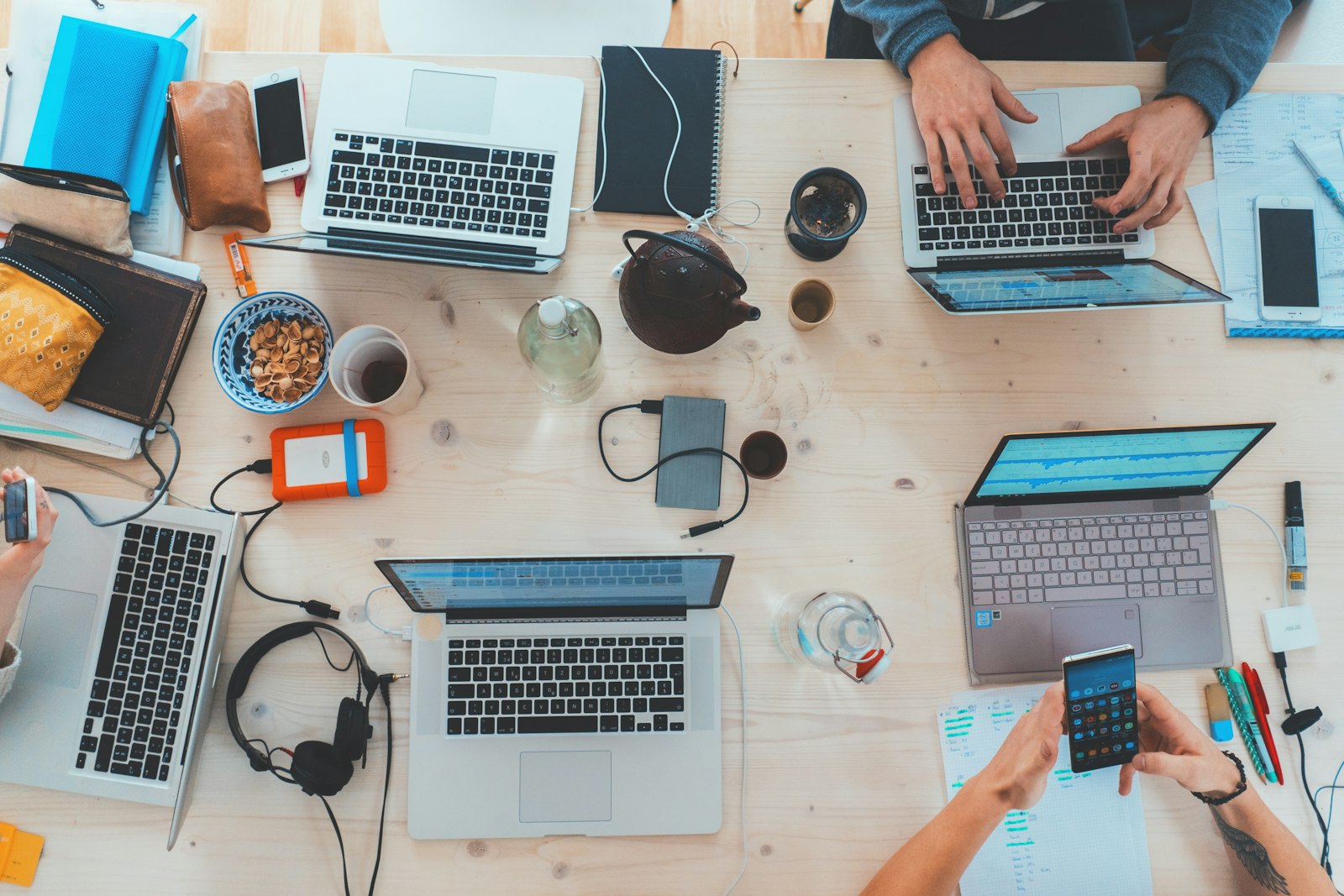 Team collaborating in a modern meeting room